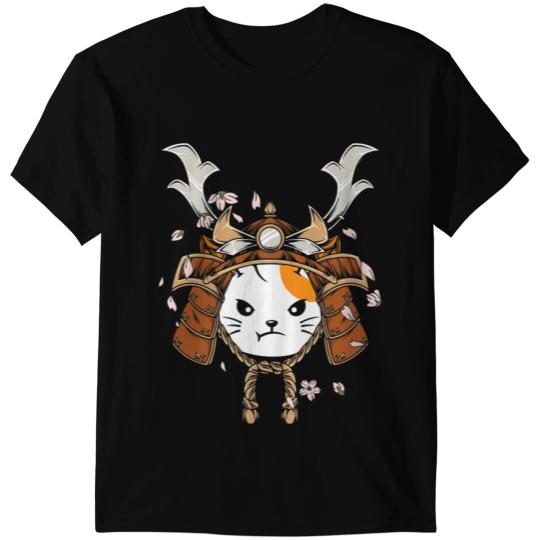 Cats Retro Japanese Cat Kawaii Cat Warrior Samurai Cat T-Shirts