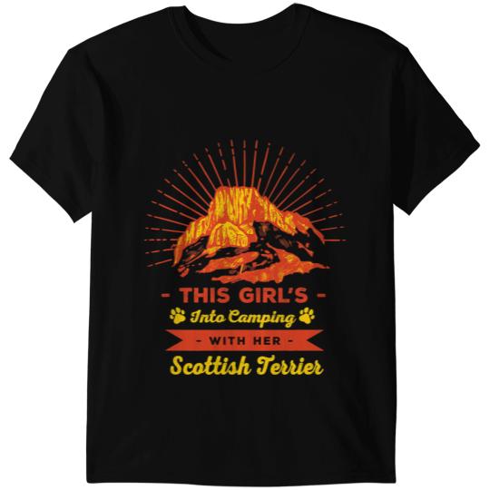 Camping Camp Girls Into Camping with Her Scottish Terrier Scottie Dog Camper T-Shirts