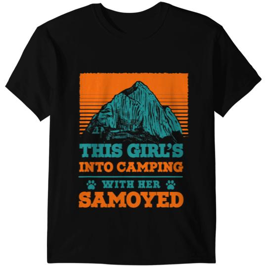 Camping Camp Girls Into Camping with Her Samoyed Dog Mama Bjelkier Camper T-Shirts