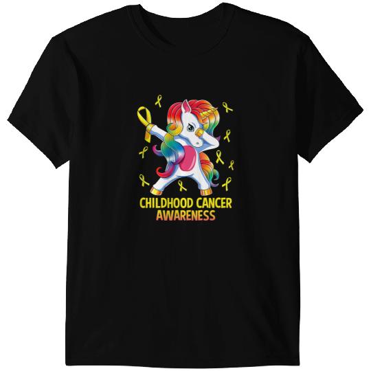 Unicorns Childhood Ribbon Dabbings Unicorns Childhood Cancer Awareness T-Shirts