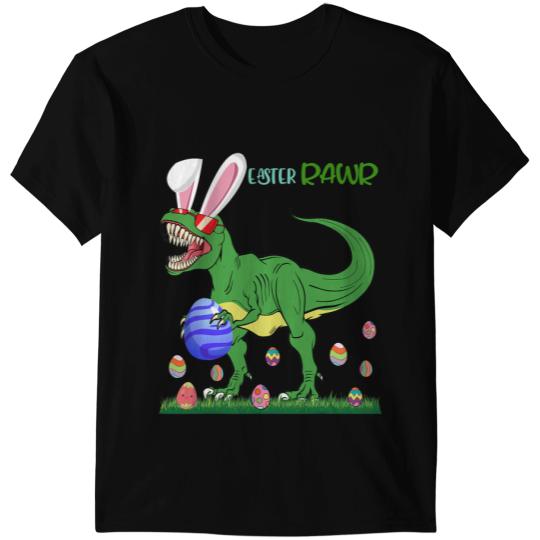 Dinosaur Dino Easter Rawr Funny Dinosaur T Rex Hunting Eggs Boys Girls T-Shirts