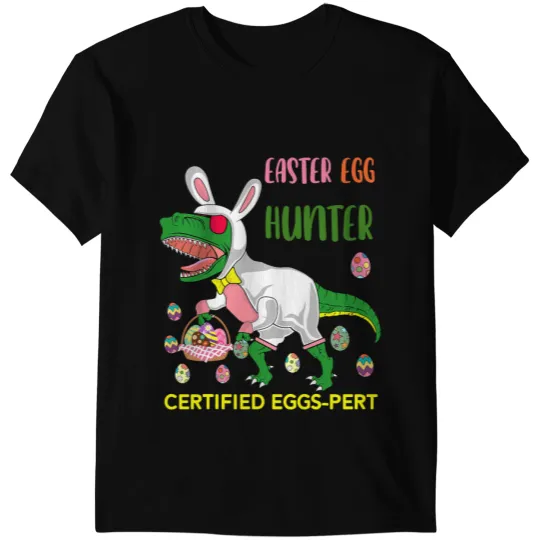 Dinosaur Dino Easter Eggs Hunter Funny Dinosaur Bunny Boys Girls Kids T-Shirts