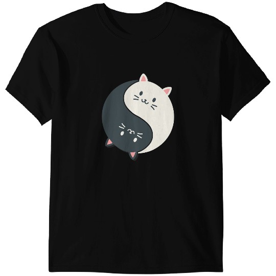 Cat Paws and Adorable Chinese Yin and Yang Cats Funny Cat T-Shirts