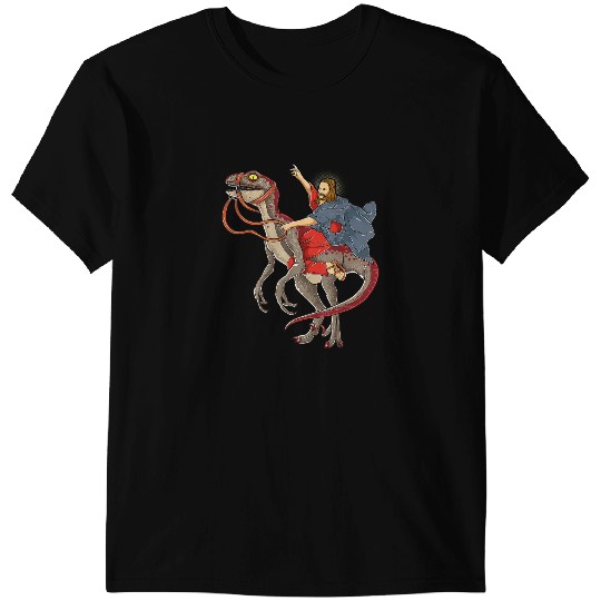 Dinosaur Dino Christian Cool Jesus Riding Dinosaur Funny T-Shirts