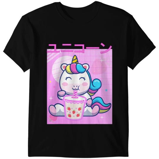 Unicorns Funny Unicorns Girl Retro 90s Japanese Kawaii Strawberry Milk T-Shirts