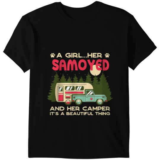Camping Camp A Girl Her Samoyed and Her Camper Bjelkier Dog Lover 3 Camper T-Shirts