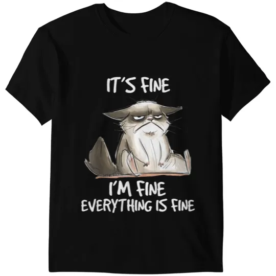 Cat Paws Its Fine Im Fine Everything Is Fine Funny black cats Women 3 T-Shirts