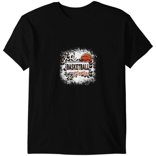 Basketball Gift Mama leopard bleached basketball game day T-Shirts