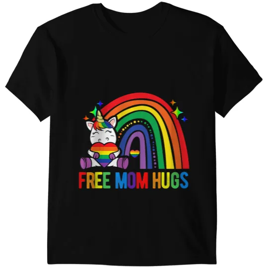 Unicorns frees Mom Hugs Funny Unicorns Gay LGBT Pride Month 3 T-Shirts