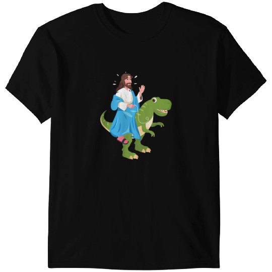 Dinosaur Dino Christian Funny Jesus Riding Dinosaur t Christian Dino Lover T-Shirts