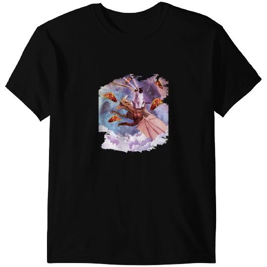 Dragon Animals Dragons Laser Eyes Space Cat Riding Dragon T-Shirts