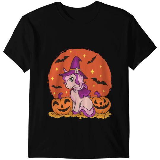 Unicorns Halloween Girl witch Unicorns women kids men pumpkin girls T-Shirts