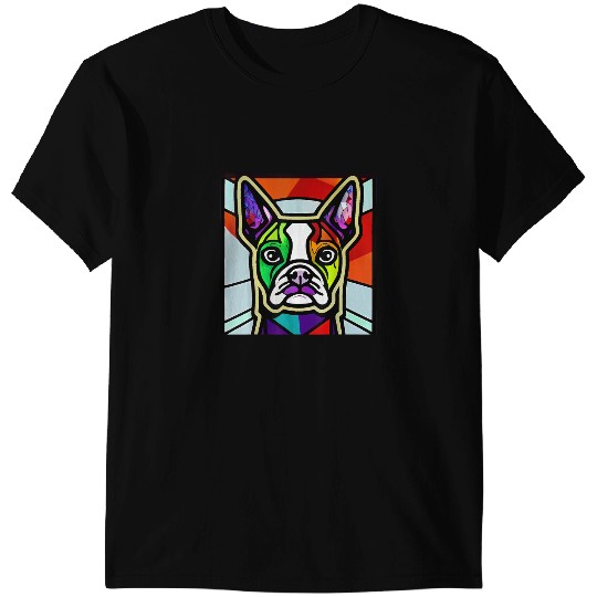 Frenchie Dog Colorful Stained Glass Pop Art French Bulldog T-Shirts