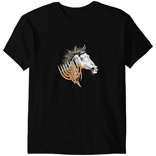 Funny Horse Menorah Hanukkah Cool Animal Chanukah Jewish Holiday T-Shirts