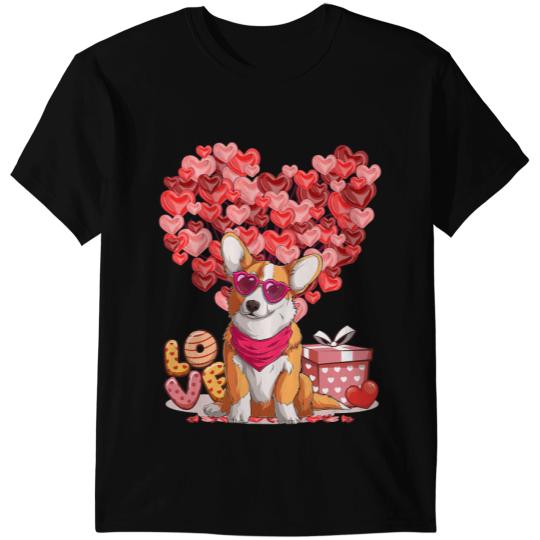 Welsh Corgi Lover Red Hearts Valentine Corgi Owner Gift Corgis T-Shirts