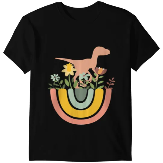 Dinosaur Dino Raptor Velociraptor Dino Rainbow Boho Bohemian T-Shirts