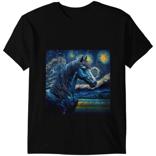 Funny Horse Starry Night Vincent Van Gogh Painting Horse T-Shirts
