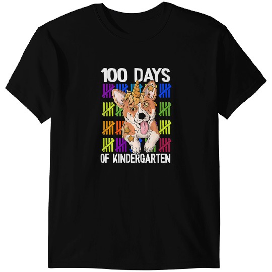 Welsh Corgi Kids 100 Days Of Kindergarten 100th Day Of School Corgi corn Kids 128 Corgis T-Shirts