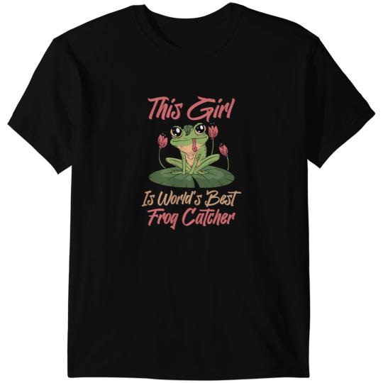 Frog Gift Worlds bests Frog Catcher Girl Kids Toad Frog Hunter T-Shirts