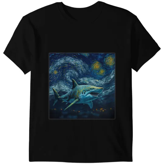 Ocean Shark Surrealism Starry Night Tiger Shark T-Shirts