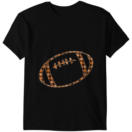 Football Gift Black Orange Plaid American Football Halloween Fall Autumn T-Shirts
