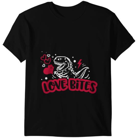 Dinosaur Dino Love Bites Kids Boys Girls Trex Funny Valentines T-Shirts