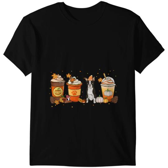 Dog Boston Terrier Pumpkin Spice Latte Boston Terrier Fall Autumn Thanksgiving T-Shirts