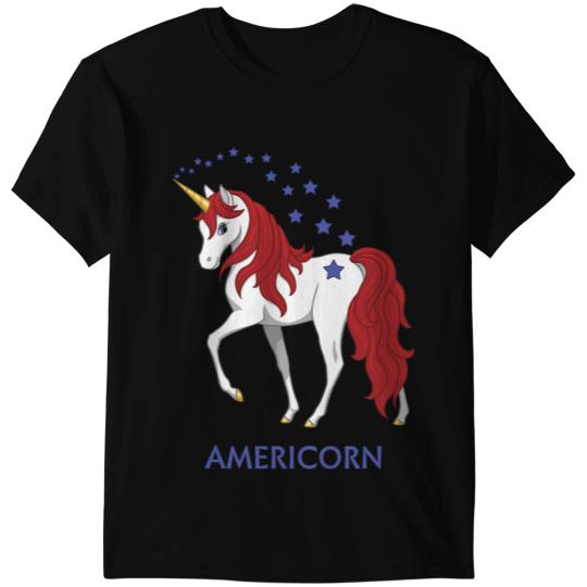 Unicorns Patriotic American Red White Blue Unicorns Americorn T-Shirts