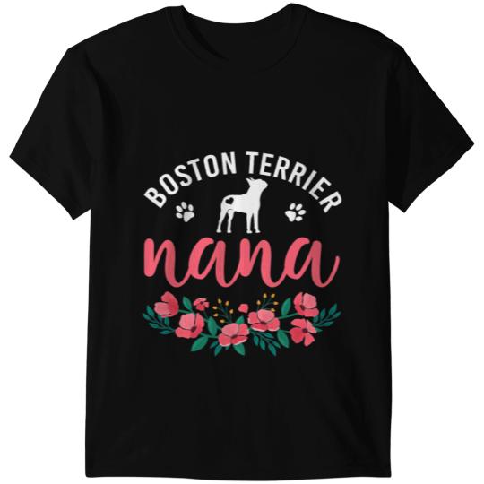 Dog Boston Terrier Grandma Gifts Womens Nana Dog Lover Christmas T-Shirts