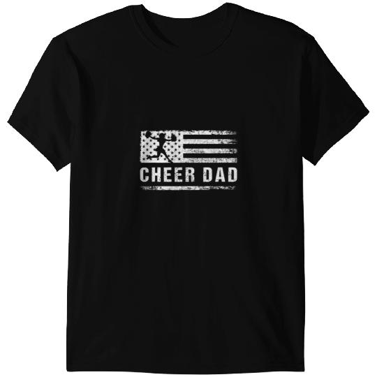 Cheerleader Gift Mens Cheer Dad American Flag Cheerleading Patriotic Fathers Day T-Shirts