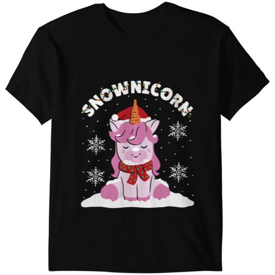 Unicorns Pink Snownicorn Unicorns Christmas Funny Holiday Xmas T-Shirts