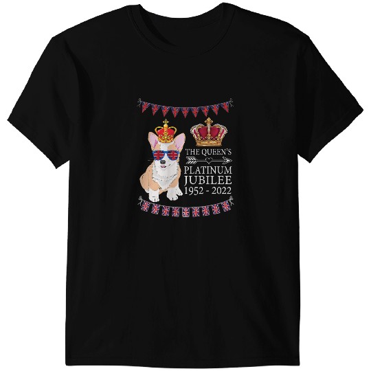 Welsh Corgi British Queen Platinum Jubilee Souvenir Union Jack Corgi 44 Corgis T-Shirts