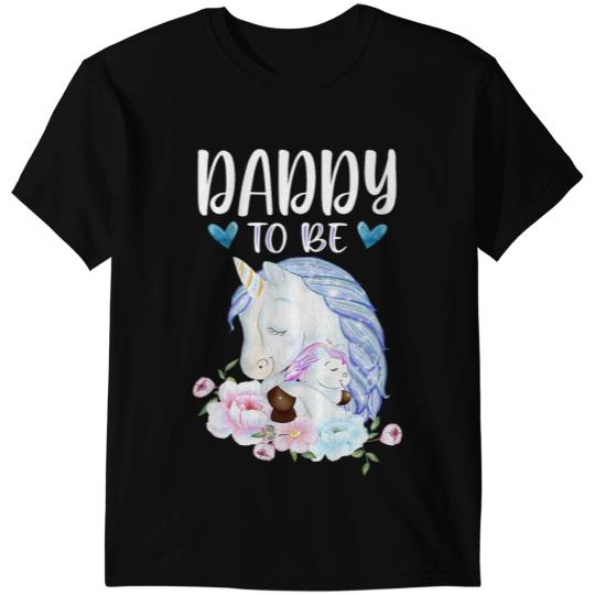 Unicorns Mens Daddy To Be Unicorns Baby Shower For Girl Floral T-Shirts