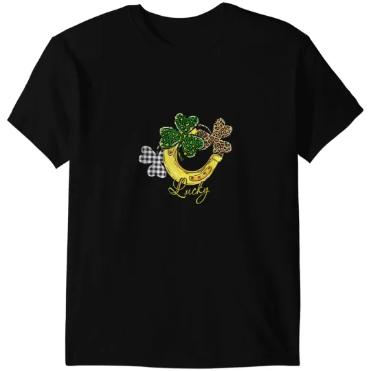 Funny Horse St Patricks Day Horse Shoe Leopard Lucky Shamrock Women T-Shirts