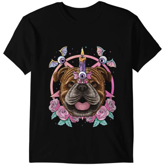 Pastel Goth Bulldog Pagan Dog Creepy Menhera Bulldog T-Shirts