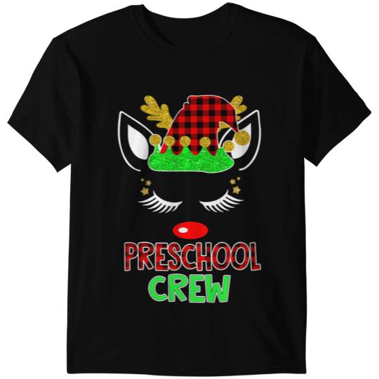 Unicorns Preschool Crew Unicorns Rudolph Reindeer Christmas Teacher T-Shirts
