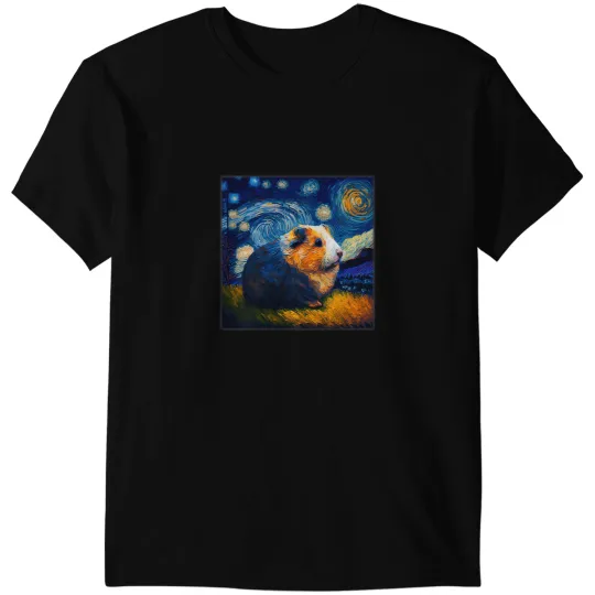 GP Guinea Pig Surrealism Starry Night Guinea Pig 1 T-Shirts