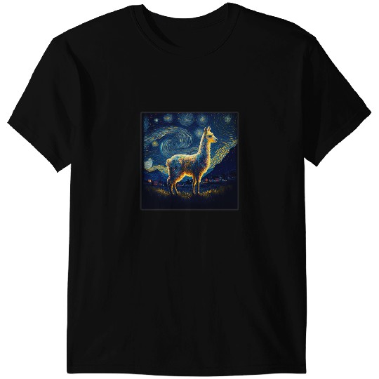 Lama Llama Surrealism Starry Night Llama T-Shirts