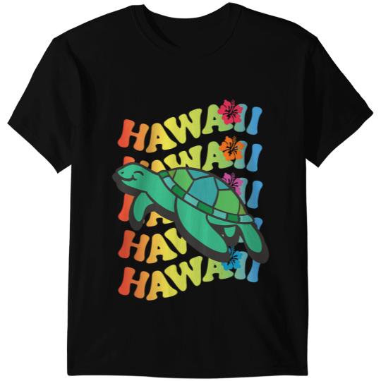 KV9 Turtle Hawaii Sea Turtle Hibiscus Flower Design T-Shirts