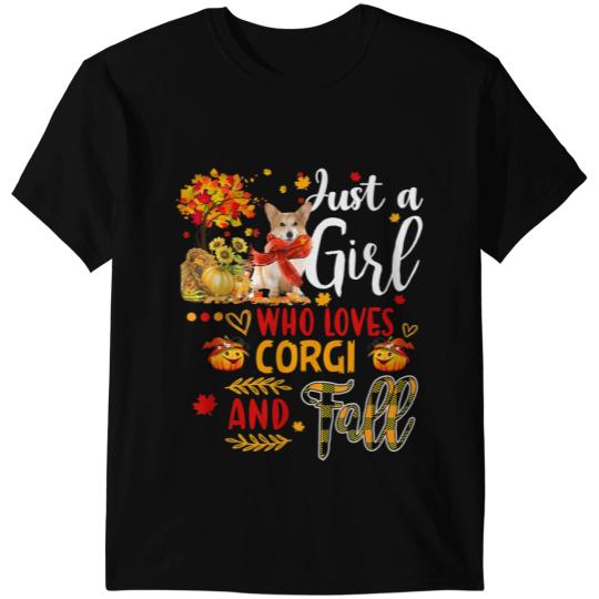 Welsh Corgi Autumn Tree Corgi Thanksgiving Pumpkin Dog Fall Leaf Corgis T-Shirts