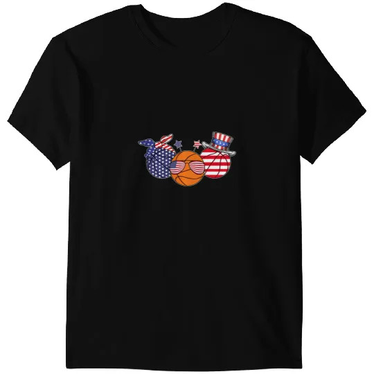 Basketball Gift Patriotic America USA Flag 4th Of July T-Shirts