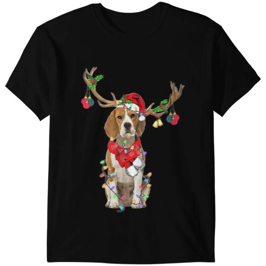 Funny Beagle Reindeer Christmas Dogs Christmas Light Horn T-Shirts