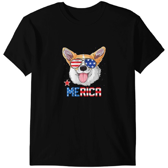 Welsh Corgi 4th of July Merica Sunglasses Men USA American Flag 1 Corgis T-Shirts