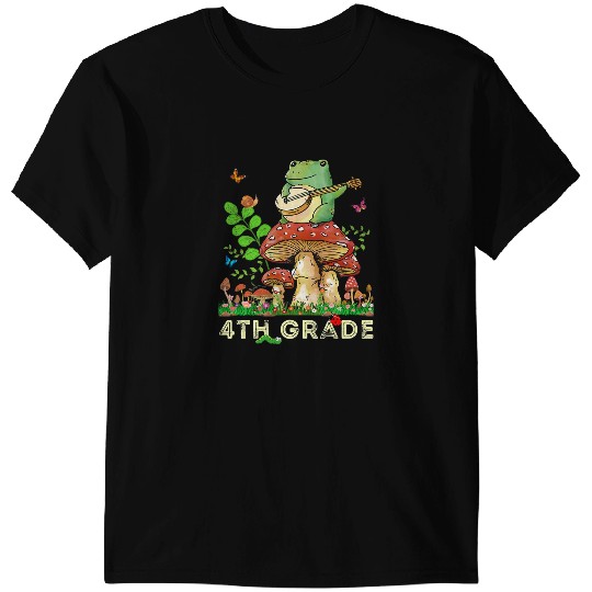 Frog Gift Playing Banjo Back To School 4th Grade Teacher Students T-Shirts