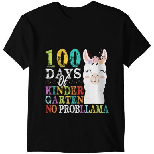 Lama Llama 100 Days of Kindergarten No Probllama Teacher Llama Lover T-Shirts