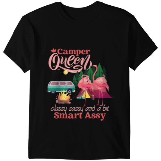 Pink Flamingo Camper Queen Nature Glamping Flamingo Camping Flamingos T-Shirts