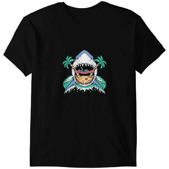 Ocean Shark Skull Shark Attack Skeletons On The Beach T-Shirts