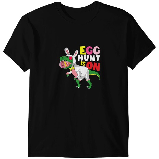 Dinosaur Dino Kids Egg Hunt is On Funny Easter Day Bunny Dinosaur Boys Toddlers T-Shirts