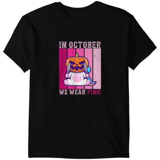 Unicorns In October We Wear Pink Unicorns vintages Cancer Awareness Tee T-Shirts