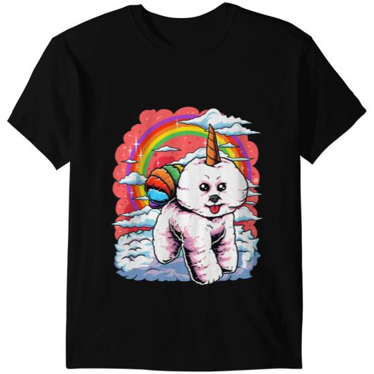 Pony Unicorns Bichon Frise Rainbow Unicorns LGBTQ Ally Bichon Dog Lover Mom Ponies T-Shirts